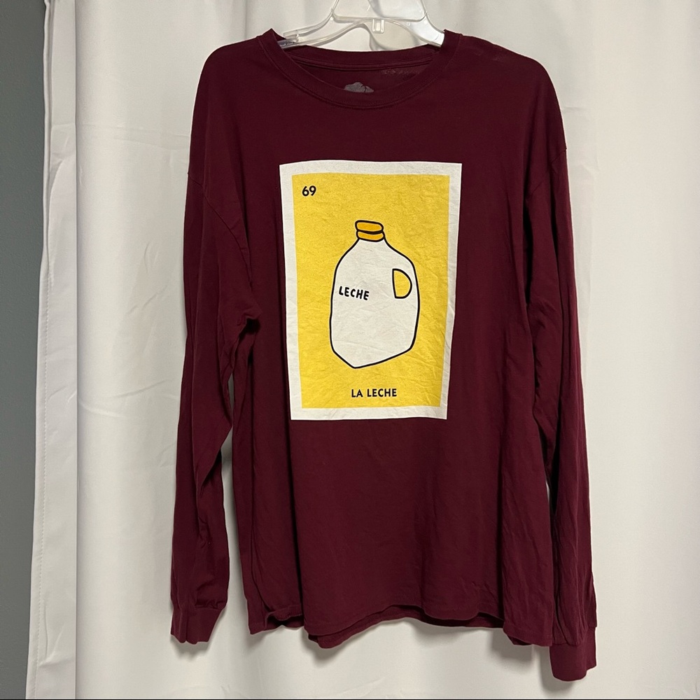 Official Danny Duncan Maroon Long Sleeve 69 Leche Long Sleeve Tee Mens S…